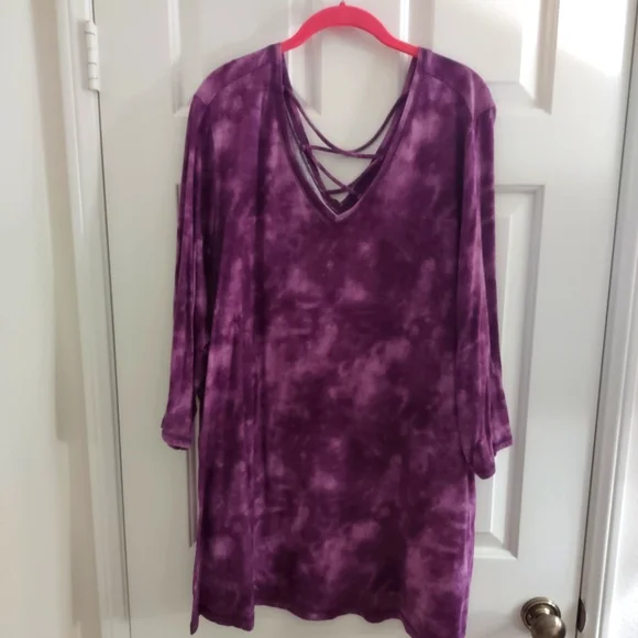 Catherines Purple Tie-Dye Top - Picture 1 of 4